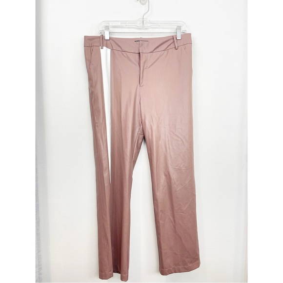 David Lerner Brown Faux Leather Front White Stripe Pant Size Large - Picture 1 of 7